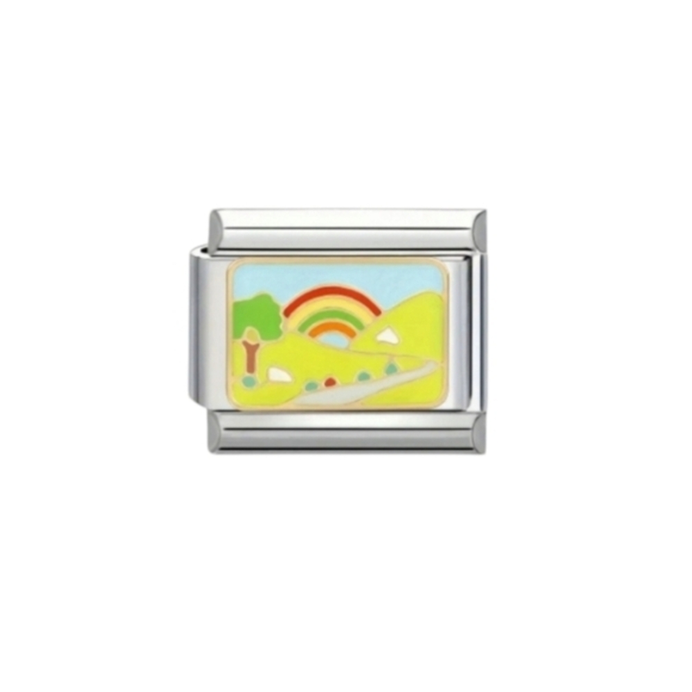 Italian Charm Rainbow‎ Over Hillside Road Personalized Jewelry Making Bracelet